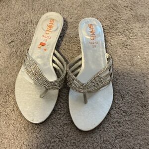 Elegant Silver Strappy Heels